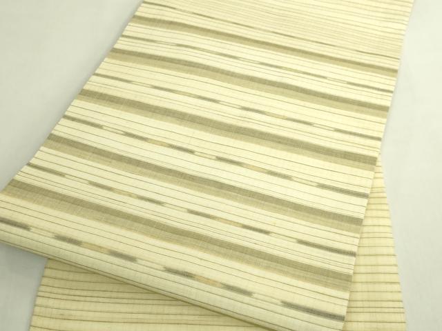 平和屋本店＊極上　夏物　沖縄県無形文化財指定　本場八重山上布　麻　九寸名古屋帯　横段文　逸品　DZAB6881kh6
