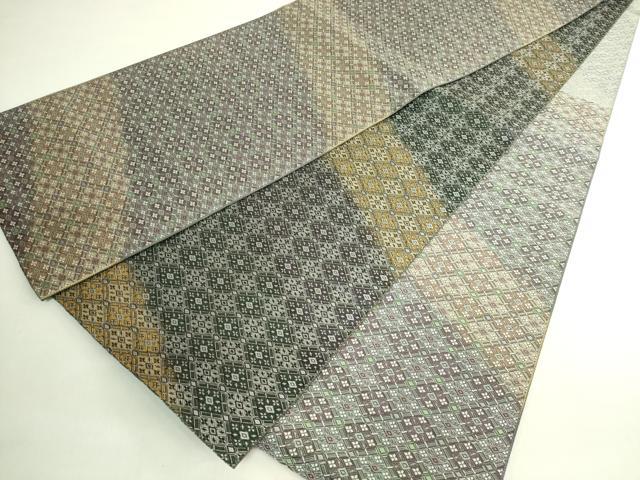 平和屋本店●極上　本綾博多佐賀錦　本場筑前博多織　両面　全通柄袋帯　菱繋　匠工芸織物　金糸　博多金ラベル　証紙付 逸品 DZAB6925kh6
