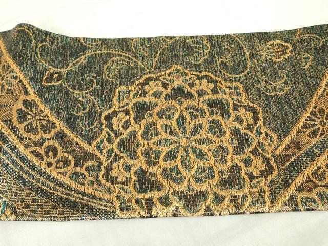 平和屋着物▼九寸名古屋帯 正倉院花文 金糸 正絹 逸品 DABE4563az