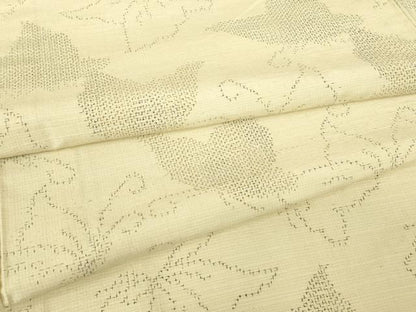 平和屋着物▽上質な紬　単衣　舞蝶文　正絹　逸品　DABE4644az