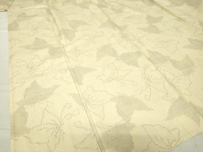 平和屋着物▽上質な紬　単衣　舞蝶文　正絹　逸品　DABE4644az