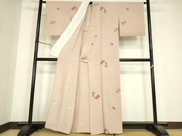 平和屋着物▽上質な小紋　単衣　玩具文　金彩　正絹　逸品　DABE4653az
