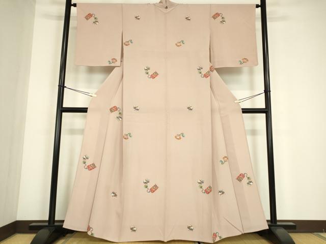 平和屋着物▽上質な小紋　単衣　玩具文　金彩　正絹　逸品　DABE4653az