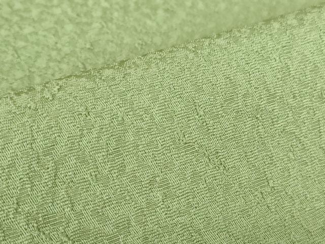 平和屋着物▽上質な色無地　単衣　紋意匠　若葉色　正絹　逸品　DABE4668az