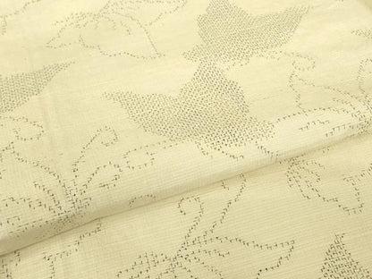 平和屋着物▽上質な紬　単衣　舞蝶文　正絹　逸品　DABE4644az