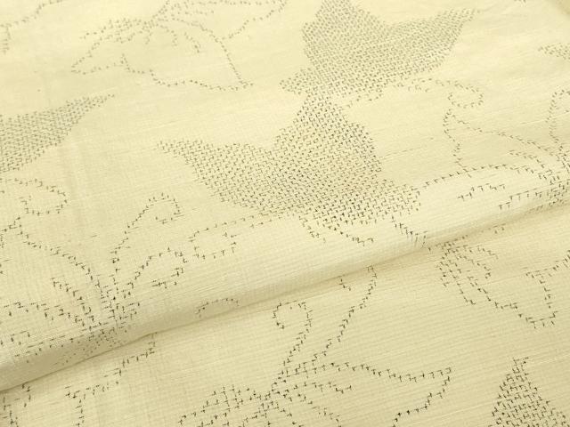 平和屋着物▽上質な紬　単衣　舞蝶文　正絹　逸品　DABE4644az