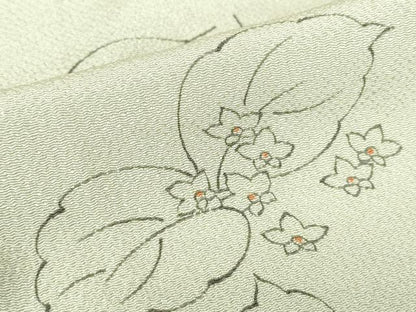 平和屋着物▽上質な小紋　単衣　草花文　鬼しぼ縮緬　正絹　逸品　DABE4647az
