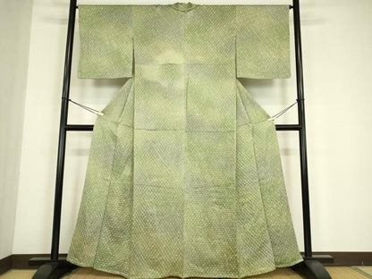 平和屋着物▽上質な小紋　単衣　総絞り　正絹　逸品　DABE4683az
