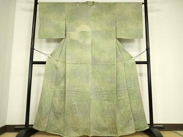 平和屋着物▽上質な小紋　単衣　総絞り　正絹　逸品　DABE4683az