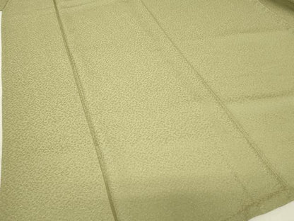 平和屋着物▽上質な色無地　単衣　紋意匠　柳茶色　正絹　逸品　DABE4672az