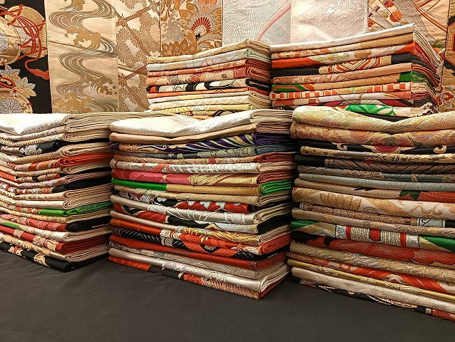 平和屋着物■袋帯 西陣 まとめて100点 鳳凰 向い鶴 鴛鴦 向い鳥 蝶 風景 更紗 正倉院 楽器 佐賀錦 金銀糸 未使用品あり 全て正絹 mmm149