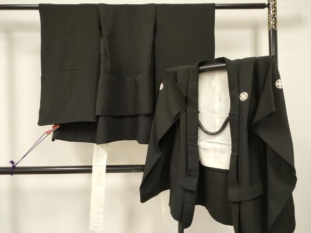 平和屋着物[]七五三　男の子　祝着・黒紋付羽織セット　逸品　DABE7168ma