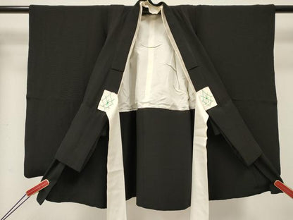 平和屋着物[]七五三　男の子　祝着・黒紋付羽織セット　逸品　DABE7168ma