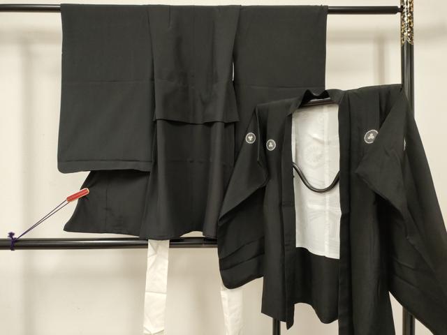 平和屋着物[]七五三　男の子　祝着・黒紋付羽織セット　逸品　DABE7164ma