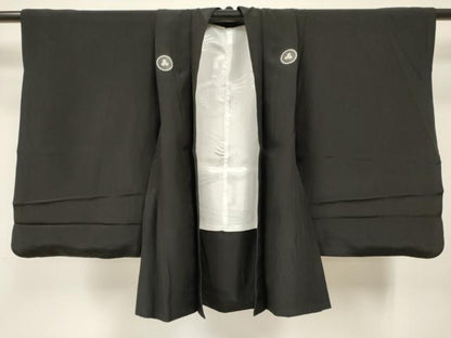 平和屋着物[]七五三　男の子　祝着・黒紋付羽織セット　逸品　DABE7164ma