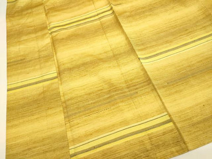 平和屋着物▽上質な紬　単衣　横段文　正絹　逸品　DABE9905du