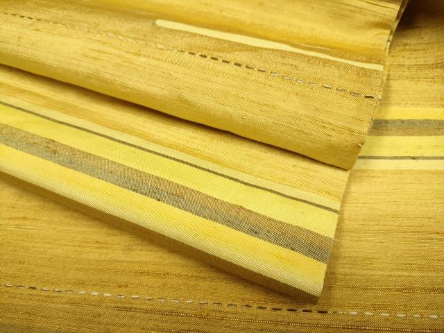 平和屋着物▽上質な紬　単衣　横段文　正絹　逸品　DABE9905du