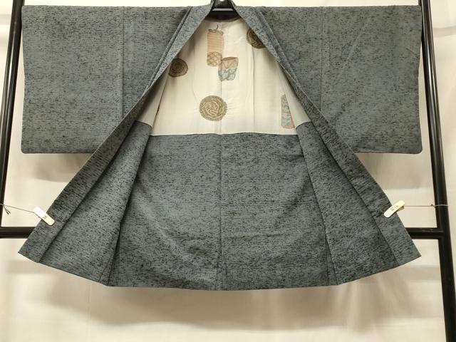 平和屋着物＃男性　長羽織　紬地　霞色　正絹　逸品　CABF9111in