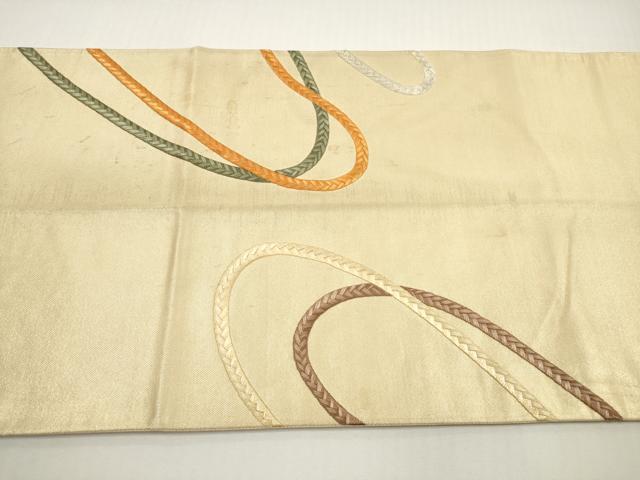 平和屋着物◎太鼓柄袋帯　総刺繍　組紐文　金銀糸　正絹　逸品　DABF5150xg