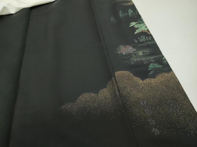 平和屋着物■豪華黒留袖　寿光織　人物風景文　伊勢物語　暈し染め　金糸　正絹　逸品　DABF4723qa