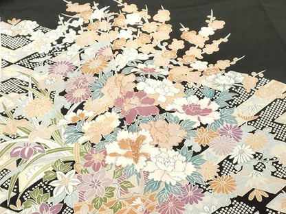 平和屋着物■豪華黒留袖 駒刺繍 花籠文 正絹 逸品 DABF4198cd