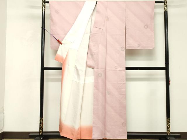 平和屋着物■上質な小紋　寿光織　亀甲花文　暈し染め　金銀糸　正絹　逸品　DABF4193cd