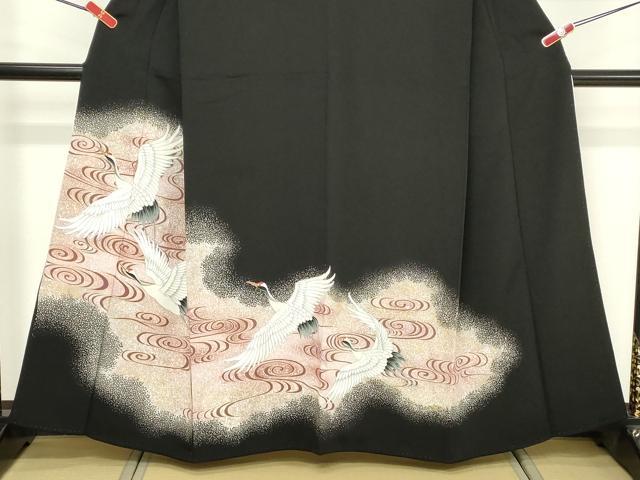 平和屋着物■豪華黒留袖 流水飛鶴文 金彩 正絹 逸品 DABF4213cd