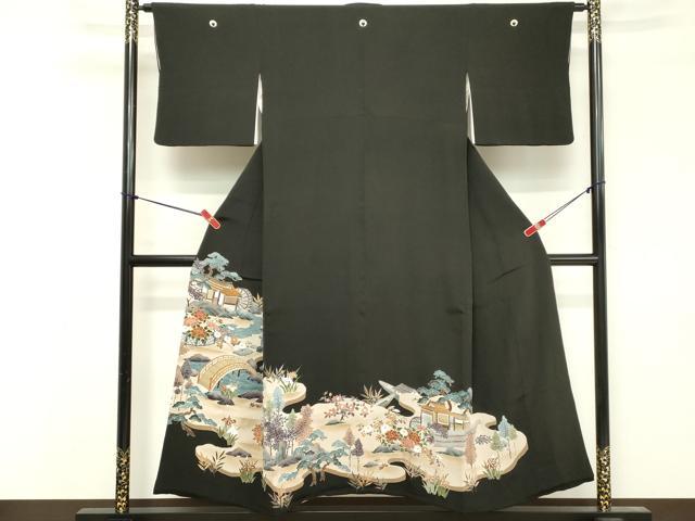 平和屋着物■豪華黒留袖 風景文 金彩 正絹 逸品 DABF4214cd
