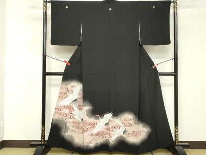 平和屋着物■豪華黒留袖 流水飛鶴文 金彩 正絹 逸品 DABF4213cd