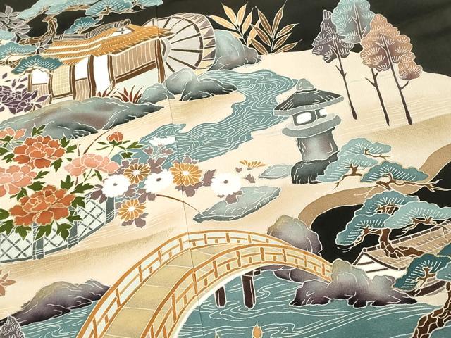 平和屋着物■豪華黒留袖 風景文 金彩 正絹 逸品 DABF4214cd