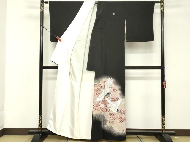 平和屋着物■豪華黒留袖 流水飛鶴文 金彩 正絹 逸品 DABF4213cd