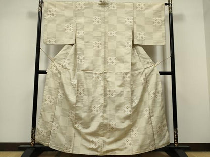 平和屋着物■本場大島紬　市松吉祥文　正絹　逸品　CABF6618ou