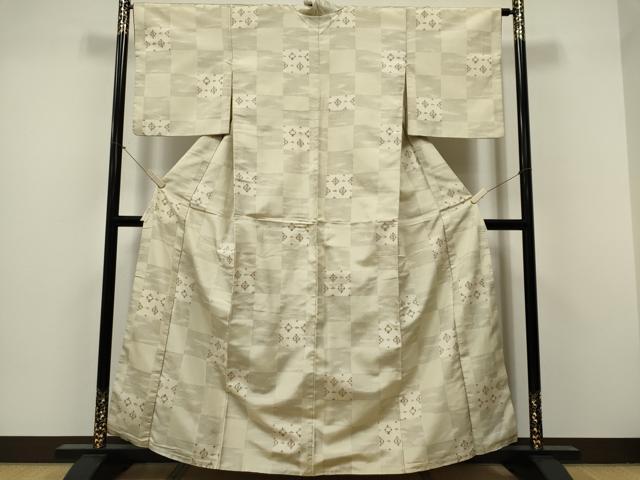 平和屋着物■本場大島紬　市松吉祥文　正絹　逸品　CABF6618ou