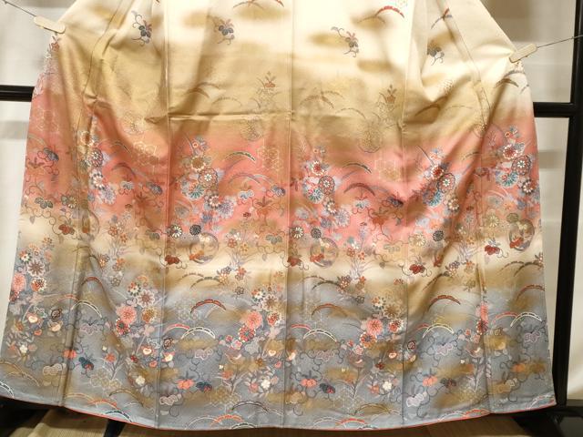 平和屋着物■訪問着 雪芝花唐草文 暈し染め 金彩 正絹 逸品 CABF9547ev