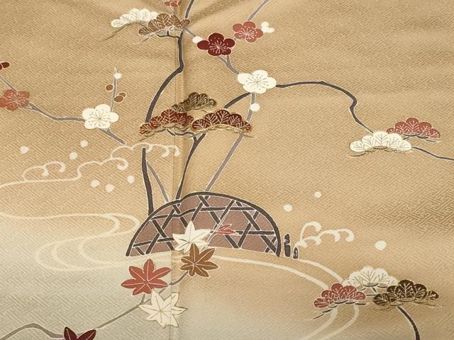 平和屋着物■訪問着 駒刺繍 立波籬松竹梅文 暈し染め 金彩 正絹 逸品 CABF9548ev