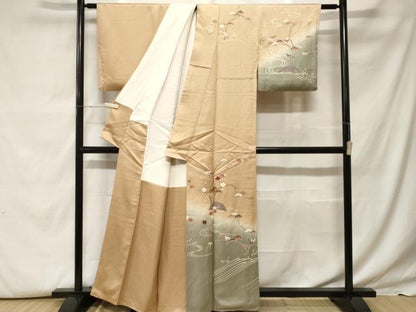 平和屋着物■訪問着 駒刺繍 立波籬松竹梅文 暈し染め 金彩 正絹 逸品 CABF9548ev