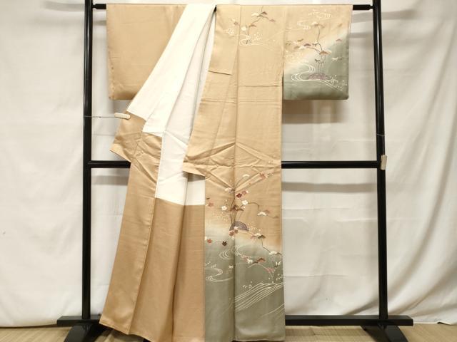 平和屋着物■訪問着 駒刺繍 立波籬松竹梅文 暈し染め 金彩 正絹 逸品 CABF9548ev