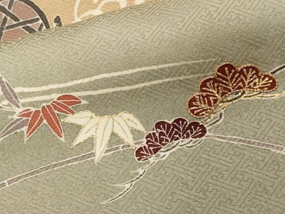 平和屋着物■訪問着 駒刺繍 立波籬松竹梅文 暈し染め 金彩 正絹 逸品 CABF9548ev