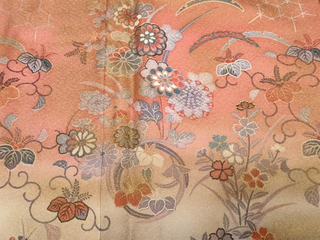 平和屋着物■訪問着 雪芝花唐草文 暈し染め 金彩 正絹 逸品 CABF9547ev