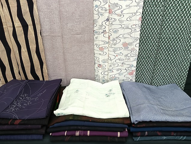 平和屋着物■夏物 小紋 絽 紗 まとめて20点 花柄 立波 縦絽 型染め 着用可能多数 全て正絹 mmm1031