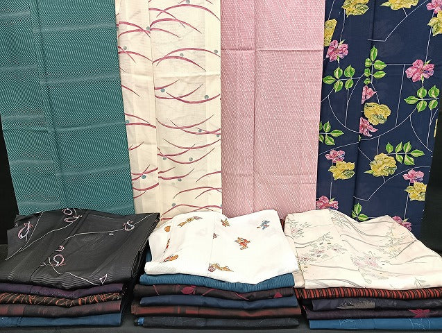 平和屋着物■夏物 小紋 絽 紗 まとめて20点 人物 花柄 金銀彩 着用可能多数 全て正絹 mmm1032