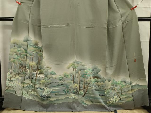 平和屋着物■訪問着 友禅 作家物 風景文 暈し染め 正絹 逸品 DABF0729ya