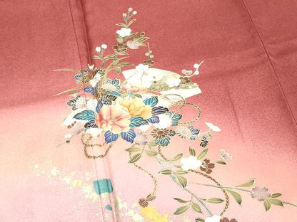 平和屋着物■訪問着 地紙花文 暈し染め 金彩 三越扱い 正絹 逸品 未使用 DABF4257cd