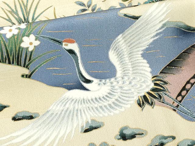 平和屋着物■豪華黒留袖 飛鶴文 金彩 正絹 逸品 DABF4249cd