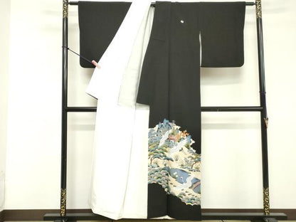 平和屋着物■豪華黒留袖 飛鶴文 金彩 正絹 逸品 DABF4249cd