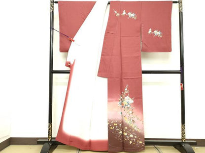 平和屋着物■訪問着 地紙花文 暈し染め 金彩 三越扱い 正絹 逸品 未使用 DABF4257cd