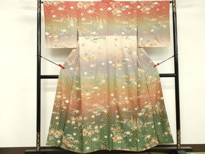 平和屋着物■訪問着草花文　暈し染め　金彩　正絹　逸品　DABF4266cd