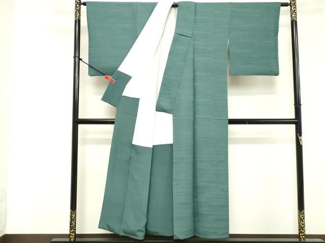 平和屋着物■上質な色無地 霞地紋 錆浅葱色 正絹 逸品 DABF4281cd