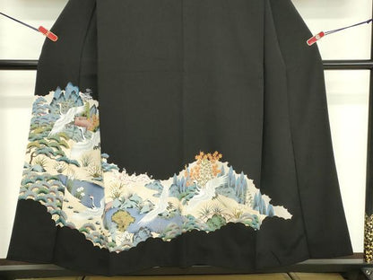 平和屋着物■豪華黒留袖 飛鶴文 金彩 正絹 逸品 DABF4249cd