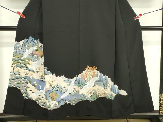 平和屋着物■豪華黒留袖 飛鶴文 金彩 正絹 逸品 DABF4249cd